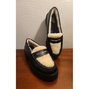 GH BASS Leather Whitney Cozy Weejun Loafer Women 7 Lug Sole Shearling Flat NEW